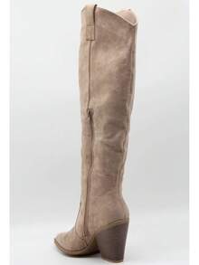 Bottes Haute Western à Talon épais And Bout Point Décoratif - KHAKI9353-1 - View 5