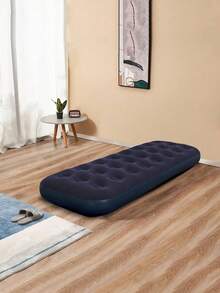 Single Size Air Mattress For Inflatable Portable Blow Up Mattresses With Flocked Top Foldable Air Bed For Tent Camping Home Travel Backpacking(Inflator Tools Not Included) - Blue - View 4