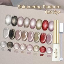 Jillradia 10ml 8 Colors Cat Eye Magnetic Gel Nail Polish Soak Off Uv Led Lamp Nail Polish Nail Art For Women Gift-With Magnetic Stick Included