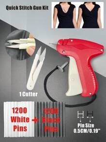 1 Set Handheld Quick Clothing Fixer Fine Tagging Gun For Clothes With 1600 White Fasteners And 1600 Black Pins,No Need To Replace Needle,Mini Stitch Gun Sewing Heming Quilting Tag Gun