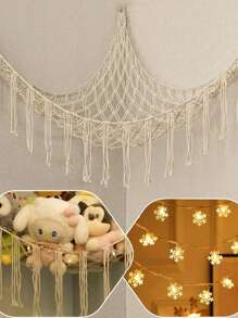 1 pieza - Soporte de red de macramé para colgar accesorios, organizador de adornos de tela de hamaca con ganchos