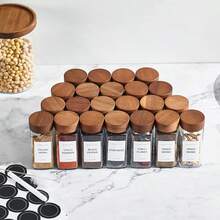 120ml Glass Spice Jars With Wooden Lids, 12pcs/Set Or 24pcs/Set Kitchen Seasoning Containers - Acacia Wood Cap 120ml Seasoning Bottle - View 9