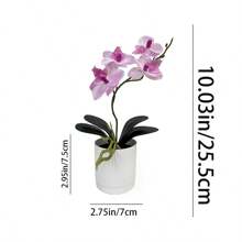 1pc Real Touch Artificial Butterfly Orchid With Vase - Ideal For Home Office Decor, Party Wedding Decoration And Room/Home Decor - Potted Plant