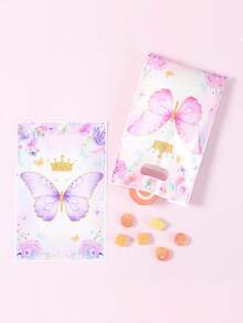 10/25/50 件粉紫色蝴蝶风格手提袋礼品袋，混合粉紫色蝴蝶图案礼品包装袋，蝴蝶主题派对包装礼品袋，生日派对包装袋用品，家居装饰房间装饰包装袋用品，生日礼物，结婚礼物婚礼回礼，适用于精品店产品包装 - 混款粉紅紫蝴蝶 - 查看 8