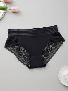 3 szt. Plus Size Damskie koronkowe majtki, wygodne, oddychające, pełne pokrycie, odpowiednie do domu, na imprezę, wesele - Wielokolorowe - Zobacz 4