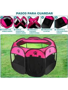 Pet Playpen House For Dogs Simple Foldable Portable Multifunctional - روز أحمر - مشاهدة 7