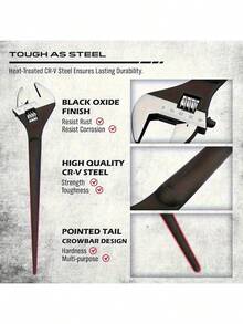 Adjustable Spud Wrench Set, Chrome Vanadium Steel, Non-Slip Grip, Black Oxide Finish - S - View 2