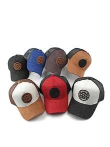 1pc Fashionable Suede Men Hip Hop Cap, Adjustable Unisex Lovers Baseball Cap Snapback Hat For Spring, Autumn Outdoor Travel, Beach Party, Casual, Street Wear. Gradient Letter Design, Polyester Mesh Patchwork, Embroidery Decor,Summer,Holiday,Festival - A - View 7
