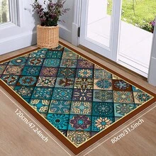 Bohemian Abstract Pattern Style Doormat, Suitable For Indoor And Outdoor Use, Low-Profile Design, Machine-Washable Rug, Dotted Non-Slip Backing, Ideal For Front Doors And Entryways Outdoor Rug Door Mat Bathroom Decor Summer - Multicolor - View 22