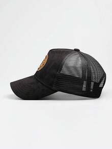 1pc Fashionable Suede Men Hip Hop Cap, Adjustable Unisex Lovers Baseball Cap Snapback Hat For Spring, Autumn Outdoor Travel, Beach Party, Casual, Street Wear. Gradient Letter Design, Polyester Mesh Patchwork, Embroidery Decor,Summer,Holiday,Festival - A - View 5