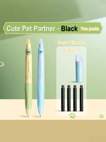 2 Pcs Of Heat-Sensitive Erasable Fountain Pens, Special For Students, Replaceable Ink Sacs, Cute Calligraphy Nib Writing Pen, Crystal Blue Black Stationery Teacher's Day Gifts Back To School