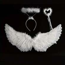 Creative Angel Feather Wings, Fairy Stick, Headband 3pcs/Set Toy Set, Christmas/Halloween/Thanksgiving/Birthday Gift [Partial Details With Random Colors](Artificial Feather)(1/3pcs)