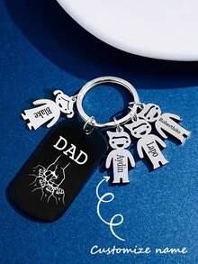 1pc Personalized Laser Engraved Stainless Steel Keychain With Dad Fist Design, Father's Day Memorial Gift, Metal Decoration, Backpack Accessory, Gift For Dad, Fashionable Accessory , Engraved, Stainless, Unisex, Casual, Custom, Personalized, Unique, Customized, Travel Accessories, Travel Accessories, School Supplies, For Teenagers, Junior High School Students, Middle School Students, High School Senior High School Students, College Students, University Students, Freshman, Sophomore, Underclassmen,Delicate Romance,For Office,For School,For Classroom,For Teacher Gifts,For University,For Colleague,For Dorm Rooms - Multicolor - View 6