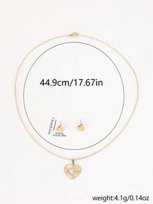1 套 3 件不锈钢“爱妈妈”吊坠项链，休闲时尚，适合母亲节礼物（不含盒子） - 金色 - 查看 6