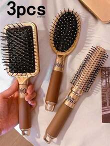 3/1 件套发刷、头皮按摩梳、发梳、卷发梳、拉直梳、缓冲技术按摩梳、骨移植梳、梳子染色、头部按摩，轻松滑过、编织、造型、拉直，适合浓密、长/短、干燥、波浪、直发和所有发质发饰男孩情人节心形情人节、女性情人节礼物生日男朋友女朋友装饰、返校、旅行假日必需品、女士发饰 - 彩色 - 查看 1