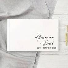Customized Elegant Wedding Guest Book With Name Design, Wedding Guest Book,Multiple Designs And Styles To Choose From, Suitable For Wedding Decorations And Party Favors, Wedding Guest Book, Personalized Guest Book, Wedding Decoration, Perfect For Wedding, 36 Pages Horizontal Wedding Guest Book