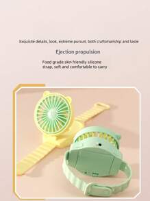 1 Stück kreativer Uhr-Ventilator, Jungen, Mädchen, Kinder, Lässig Outdoor Tragbarer Mini Taschen Cartoon Trocken Batterie Ventilator, Sommer Essentiell. Sommer Kühlung, Strand, Reise