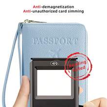 Cartera portapassaporte con bloqueo RFID, cierre con cremallera, correa de muñeca, organizador multifuncional de documentos de viaje, protección de viaje conveniente, elegante estuche para pasaporte | Textura, estuche para pasaporte, accesorios de viaje, artículos esenciales de viaje, bolsa de viaje de vacaciones - Multicolor - Ver 5