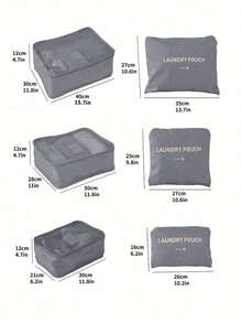 6pcs/Set Travel Organizer Bag Set: Waterproof Makeup Bag, Large Capacity Storage Bag, Multipurpose Sanitary Pad Bag, Minimalist Foldable Handbag, Shoe Bag, Breathable Shoulder Bag, Cube Storage Bag, Solid Color Briefcase, Mesh Yoga Bag, Large Sports Bag Graduation - Grey - View 5