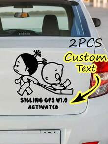 2pcs Customized Vehicle Decals With Romantic Love Lettering, Waterproof & All-Season, Multi-Purpose For Car, Boat, Cup, Window, Door, Home Decor, Easy To Apply & Remove Without Surface Damage, Available In White, Black, Pink, Red, Mixed Colors - Multicolor - View 1