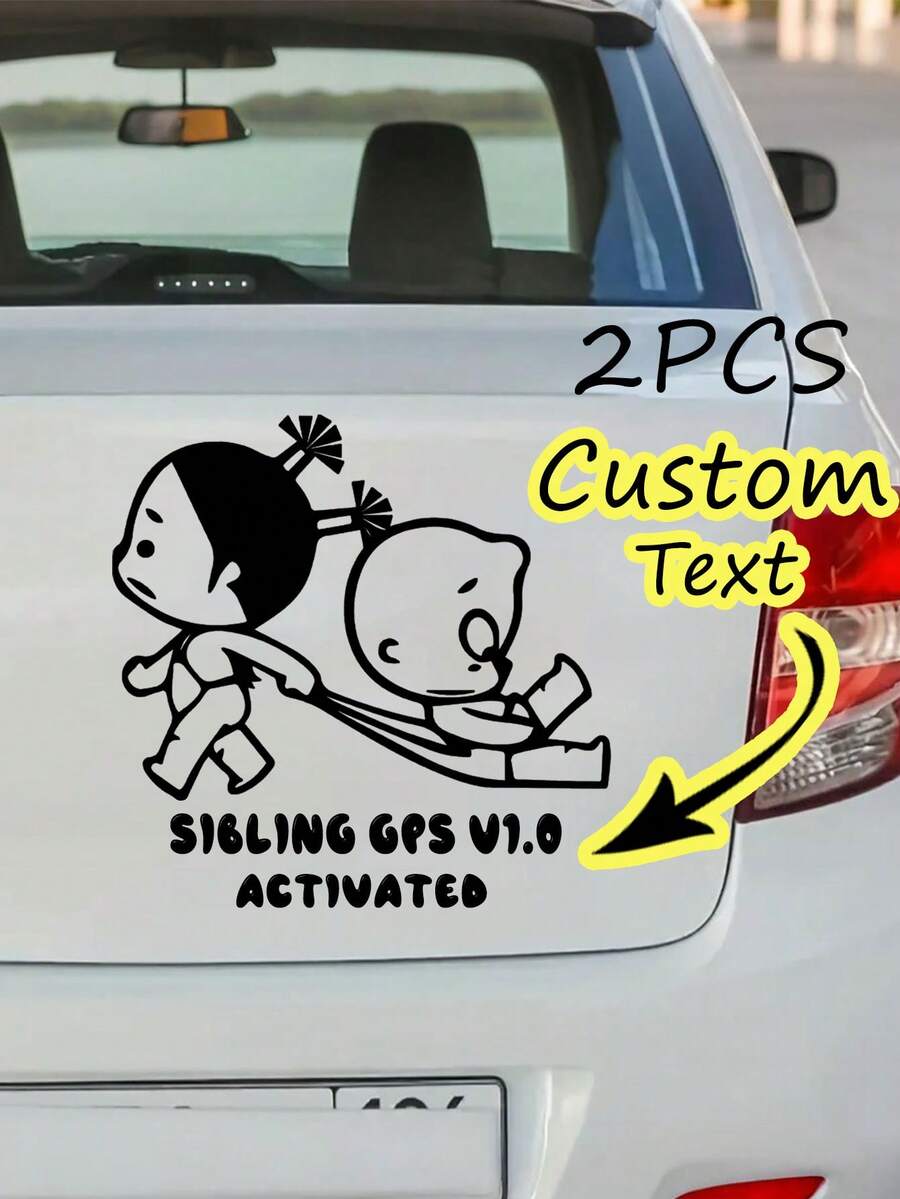 2pcs Customized Vehicle Decals With Romantic Love Lettering, Waterproof & All-Season, Multi-Purpose For Car, Boat, Cup, Window, Door, Home Decor, Easy To Apply & Remove Without Surface Damage, Available In White, Black, Pink, Red, Mixed Colors - Multicolor - View 1