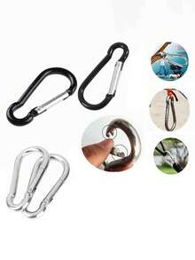 5/10/30/50个装散装弹簧登山扣钥匙扣，铝制D形环扣，适用于背包、旅行、露营、徒步 - 彩色 - 查看 5