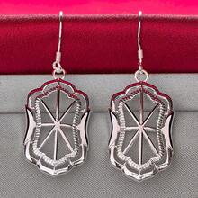 925 Sterling Silver Plated Geometric Drop Earrings For Women Lady Wedding Engagement Party Fashion Jewelry - Silver - View 5