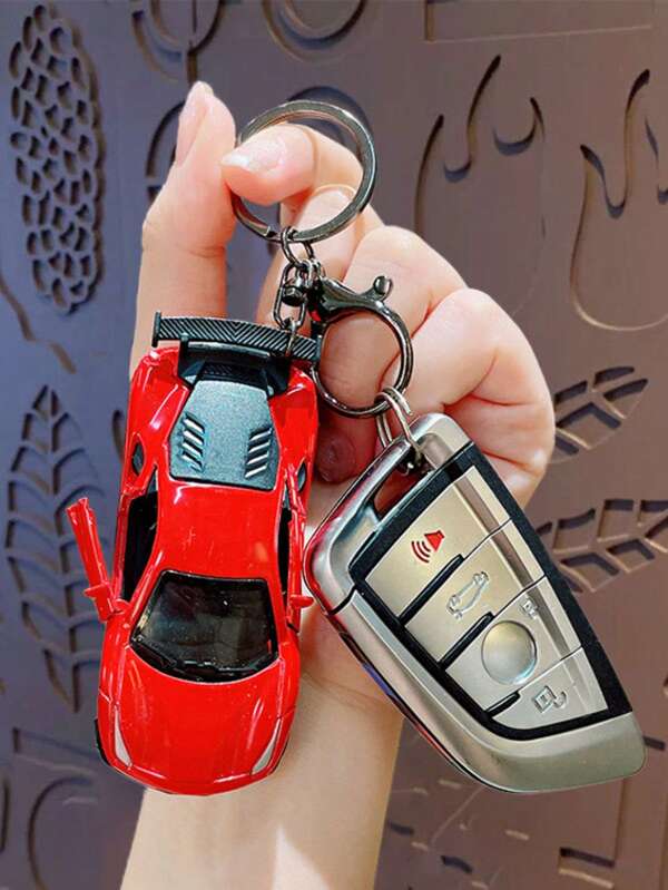 1 pieza Mini coche de carreras de simulación creativo, llavero, colgante de juguete, decoración de escritorio, regalo (llavero aleatorio)