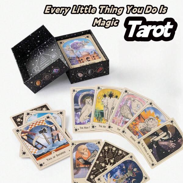 Il mazzo originale di carte dei tarocchi classici, per principianti ed esperti, le stelle brillano nella notte e tutto ciò che fai è magia, 78 carte, per la lettura della fortuna, gioco di famiglia per adolescenti, adulti, amici, come regalo estivo per donne e uomini