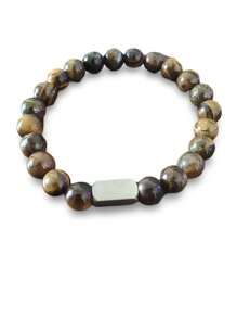 Bracelet personnalisé en perles de pierre de lave naturelle, simple et polyvalent, bracelet cadeau fait main en pierre paon mate
