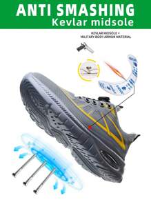 Zapatos de trabajo para hombres con puntera de acero, resistentes al impacto, anti-perforación, resistentes al desgaste, suela antideslizante, cómodos y ligeros, aptos para actividades al aire libre y seguridad