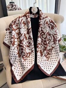 1pc Women's Elegant Floral & Polka Dot Print 90cm Scarf, Versatile For Casual & Fashion Streetwear, Headband, Shawl, Outdoor Sun Protection - Multicolor - View 10