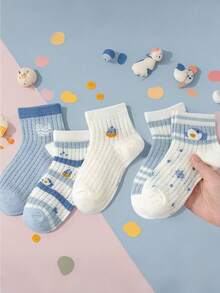 [Hot Selling] 5 Pairs Boys' Thin Mesh Short Socks, Lightweight Summer Socks For Toddlers - Multicolor - View 17