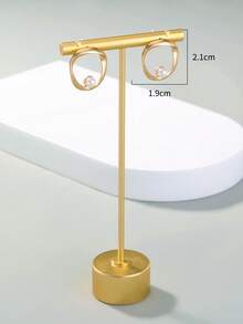 Nooxian 1 Pair Minimalist Everyday Matte Gold Color Stud Earrings - Yellow Gold - View 5