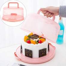 1 pieza Caja de almacenamiento para pastel de 8 pulgadas con tapa y asa, caja de pastel portátil de PP, adecuada para picnic al aire libre, camping, interior/exterior del hogar, oficina, escuela, vacaciones, fiesta de cumpleaños, boda, horneado, color y estilo aleatorios
