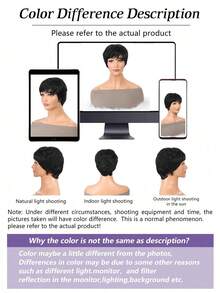 Pixie Cut Wig With Bangs Natural Short Black Synthetic Pixie Layered Hairstyles Wigs For Women