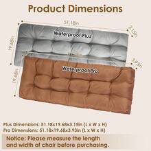 1Pc 51.18x19.68IN Waterproof Bench Seat Cushion W/ Ties Strap, Long Chair Cushion For Indoor Outdoor Garden Patio Balcony Entryway - 黑色 - 查看 4