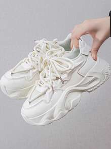 Damskie modne, ozdobne, siateczkowe, drążone trampki, wygodne, sportowe, codzienne, wysokie, platformowe buty na obcasie, lekkie, oddychające, siateczkowe, sportowe buty sportowe, uniwersalne, codzienne, dojeżdżające do pracy buty na platformie