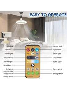 1 pezzo Ventilatore da soffitto a LED con telecomando intelligente, funzioni di aromaterapia e ventilazione, 30W