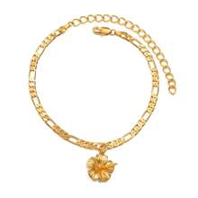 1 pièce Bracelet de cheville hawaïen avec hibiscus pour femmes, bijoux plaqués or, chaîne de pied à la mode pour accessoires d'Afrique