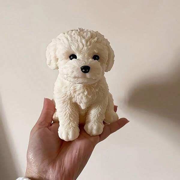 1 pieza Molde de silicona con forma de perro adorable para hacer velas y jabones artesanales - Kit de manualidades de aromaterapia con cachorro de peluche, molde reutilizable para gotas de pegamento y yeso para regalo de amantes de las mascotas, decoración del hogar