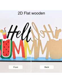 5pcs/1pc Hello Summer Watermelon Theme Desktop Decorations Signs And Plaques, Summer Wooden Signs, Home Office Decorations, Holiday Party Decorations, Craft Decorations, Summer Decorations, Holiday Gifts