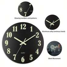 1 Simple Black Night Light Wall Clock, Retro Rural Tuscan Design - Silent Without Ticking, Wooden Frame, Japanese Quartz Movement, Very Suitable For Living Room, Bedroom, Kitchen, Office Decoration, Thanksgiving And Christmas Home Art Decoration (Battery Powered, AA Batteries Not Included) Room Decor Clock Wall Bedroom Decor Dormitory Decor Back To School - Multicolor - View 10
