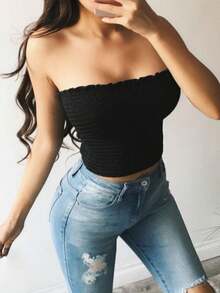 Girls Sleeveless Garment, Women's Sexy Strapless Crop Top, Bandeau Boob Tube Vest