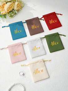 1 pièce Sac à cordon personnalisé avec nom, pochette en velours personnalisée, sac à cordon personnalisé, porte-monnaie, sacs à bijoux personnalisés, cadeau de mariage, cadeau fête des mères, cadeau pour la meilleure amie, cadeau pour maman, cadeau pour petite amie, cadeau pour elle, cadeau pour épouse