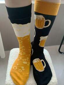 1 Pair Ombre Beer Patterned Unisex Mid-Calf Socks - Multicolor - View 3