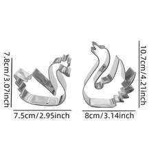 1 Set Stainless Steel Swan & Watermelon Slicer - Food Safe Fruit & Vegetable Cutter Mold Tool For Baking And Crafting, 2 Pieces Set - Multicolor - View 2