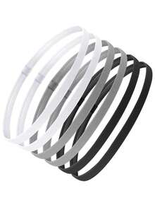 6pcs Thick Non-Slip Elastic Sports Headbands, Unisex, Stretchy Grip Sports Headbands, Sweat-Absorbent, Suitable For Fitness And Yoga