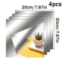 4/8pcs, 15/20/25/30cm Acrylic 3D Square Mirror Wall Sticker Decor, 1mm Thick, Suitable For Bedroom, Living Room, Office, Kitchen, Bathroom, Garage Entrance, Dance Studio, Gym, Yoga, Shatterproof, Removable Self-Adhesive Acrylic Mirror, Wall-Mounted Vanity Mirror, Full-Length Mirror, Polished Surface, No Frame Required Stickers Personalised Stickers