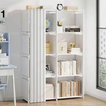 Easy Assembly Office Bookshelf, Simple Multi-Layer Home Clothes Storage Cabinet, Multi-Functional Classroom Miscellaneous Storage Cabinet, Small Dust-Proof Wardrobe Storage Rack For Rental Bedroom - White - View 3